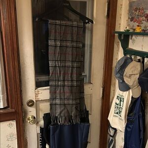 Fraas Gray Red Black White Cashmere Scarf NWOT